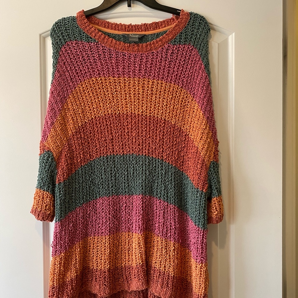 Natural multi stripe lounge sweater size med large